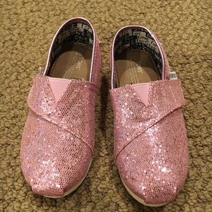 Kids TOMS Pink Glitter Size T8